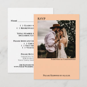 Tarjeta De Confirmación De Asistencia Boda de foto simple minimalista Coral Peach