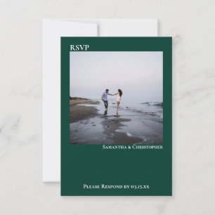 Tarjeta De Confirmación De Asistencia Boda de fotografía Minimalista simple y verde esme