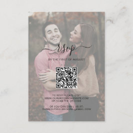 Tarjeta De Confirmación De Asistencia Boda de fotos de código QR de guión sencillo elega