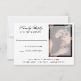 Tarjeta De Confirmación De Asistencia Boda de fotos de comidas con guión de Moda moderna