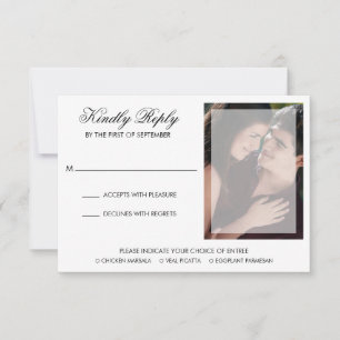 Tarjeta De Confirmación De Asistencia Boda de fotos de comidas con guión de Moda moderna
