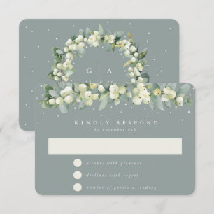 Tarjeta De Confirmación De Asistencia Boda de Garland Seafoam Green Snowberry+Eucalyptus