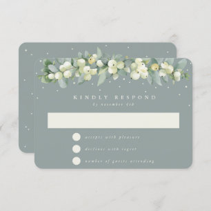 Tarjeta De Confirmación De Asistencia Boda de Garland Seafoam Green Snowberry+Eucalyptus
