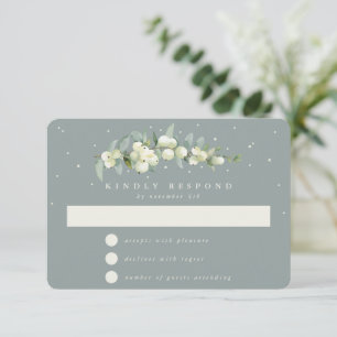 Tarjeta De Confirmación De Asistencia Boda de Garland Seafoam Green Snowberry+Eucalyptus