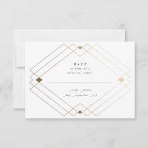 Tarjeta De Confirmación De Asistencia Boda de gatsby de deco geométrico de diamante negr