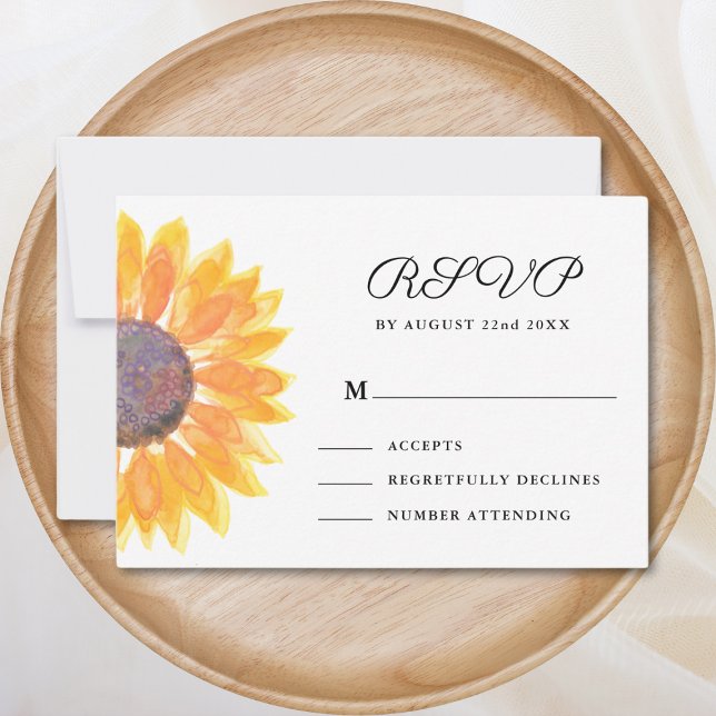 Tarjeta De Confirmación De Asistencia Boda de girasol acuarela (Subido por el creador)