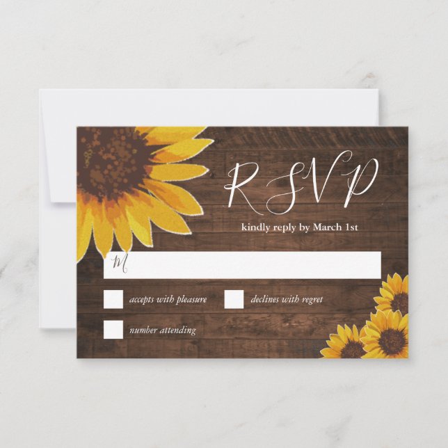 Tarjeta De Confirmación De Asistencia Boda de girasol ruso (Anverso)