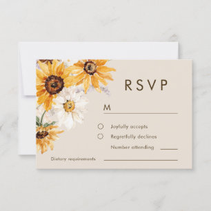 Tarjeta De Confirmación De Asistencia Boda de girasoles bohemios