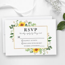 Boda de girasoles de vegetación acuarela oro