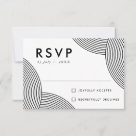 Tarjeta De Confirmación De Asistencia Boda de giro geométrico negro y blanco