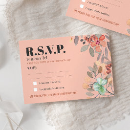 Tarjeta De Confirmación De Asistencia Boda de Glam Elegante Floral de color de agua de R