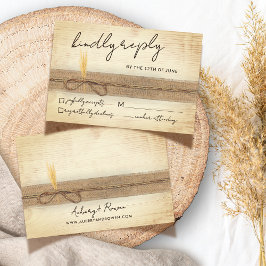 Tarjeta De Confirmación De Asistencia Boda de gramaje de Boho Burlap Eco Wood Pampass
