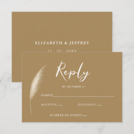 Tarjeta De Confirmación De Asistencia Boda de Grass Boho Pampas, ruso y neutral