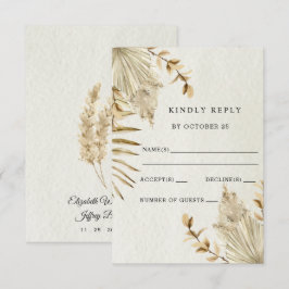 Tarjeta De Confirmación De Asistencia Boda de Grass Boho Pampas, ruso y neutral