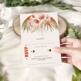 Tarjeta De Confirmación De Asistencia Boda de Grass Boho Pampas Rustic