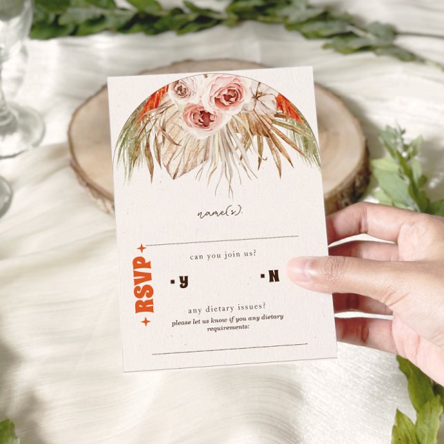 Tarjeta De Confirmación De Asistencia Boda de Grass Boho Pampas Rustic (Subido por el creador)