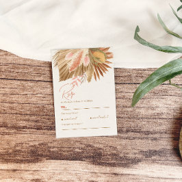 Tarjeta De Confirmación De Asistencia Boda de Grass Boho Pampas Rustic