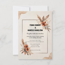 Tarjeta De Confirmación De Asistencia Boda de Grass Terracotta Florals & Pampas