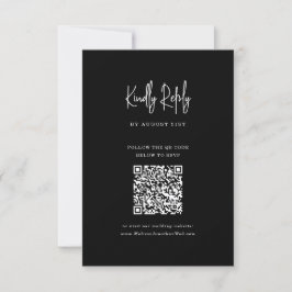 Tarjeta De Confirmación De Asistencia Boda de guiones de código QR negro clásico