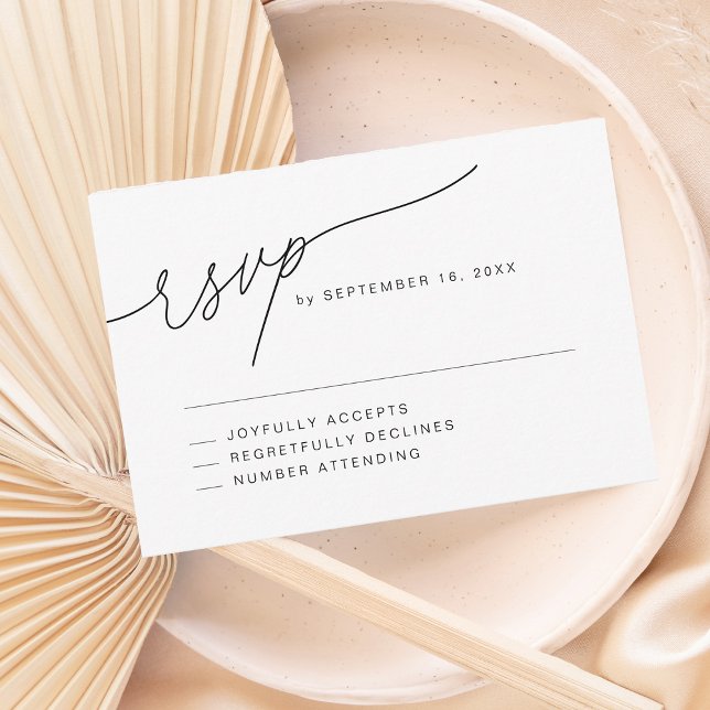 Tarjeta De Confirmación De Asistencia Boda de guiones elegante y moderno (Modern Elegant Script Wedding RSVP Card)