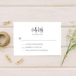 Tarjeta De Confirmación De Asistencia Boda de guiones Minimalistas simples con letra man