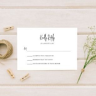 Tarjeta De Confirmación De Asistencia Boda de guiones Minimalistas simples con letra man