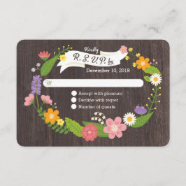 Tarjeta De Confirmación De Asistencia Boda de guirnaldas florales rusas de Woodland