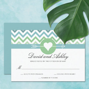 Tarjeta De Confirmación De Asistencia Boda de Heart Arrow Chevron