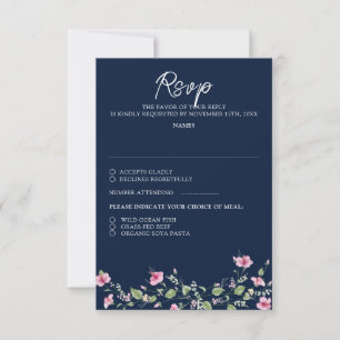 Tarjeta De Confirmación De Asistencia Boda de Hibisco Rosa Azul Naval Polvoriento Regalo
