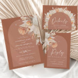 Tarjeta De Confirmación De Asistencia Boda de hierba de terracota bohemia moderna pampas<br><div class="desc">Moderna terracota bohemia pampas césped elegante tarjeta de detalles bodas.</div>