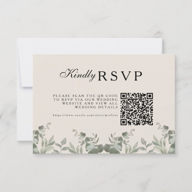 Tarjeta De Confirmación De Asistencia Boda de Hojas de Eucalipto Boho (Anverso)