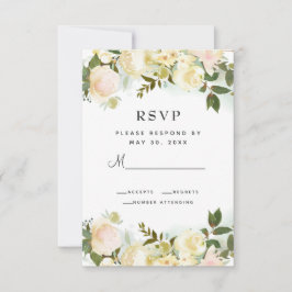 Tarjeta De Confirmación De Asistencia Boda de hojas de verde botánico floral elegante