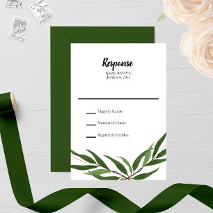 Tarjeta De Confirmación De Asistencia Boda de hojas verdes de color de agua