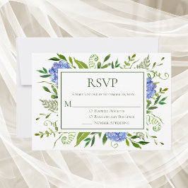 Tarjeta De Confirmación De Asistencia Boda de Hortensias Azules
