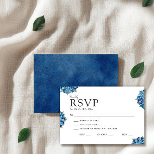 Tarjeta De Confirmación De Asistencia Boda de Hortensias Azules Modernas y Elegantes