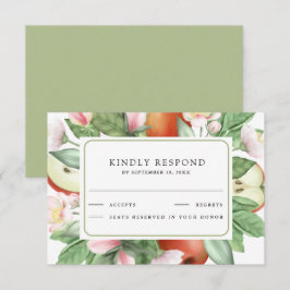 Tarjeta De Confirmación De Asistencia Boda de huerta de manzana roja floral botánica