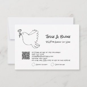 Tarjeta De Confirmación De Asistencia Boda de Ilustraciones Doodle en blanco y negro