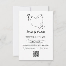 Tarjeta De Confirmación De Asistencia Boda de Ilustraciones Doodle en blanco y negro