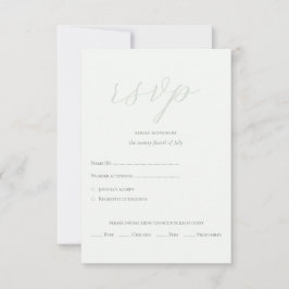 Tarjeta De Confirmación De Asistencia Boda de Iniciales de Código QR Verde Sage Moderno