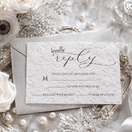 Tarjeta De Confirmación De Asistencia Boda de invierno Blanco & Negro Simple 