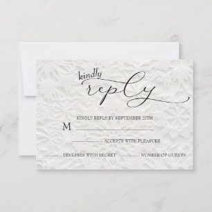 Tarjeta De Confirmación De Asistencia Boda de invierno Blanco & Negro Simple