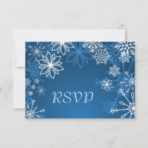 Tarjeta De Confirmación De Asistencia Boda de invierno con copos de nieve azul blanco RS