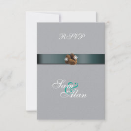 Tarjeta De Confirmación De Asistencia Boda de Invierno Copos de Nieve Piñas