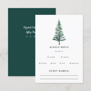 Tarjeta De Confirmación De Asistencia Boda de invierno de la Selva de Pino Rustica