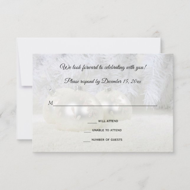 Tarjeta De Confirmación De Asistencia Boda de Invierno de los Navidades Blancos (Anverso)