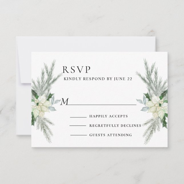 Tarjeta De Confirmación De Asistencia Boda de invierno de otoño floral rústica (Anverso)