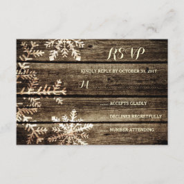 Tarjeta De Confirmación De Asistencia Boda de Invierno en Barn: Snowflakes celebra una b