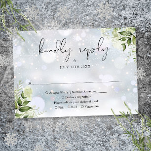 Tarjeta De Confirmación De Asistencia Boda de invierno floral de vegetación rústica