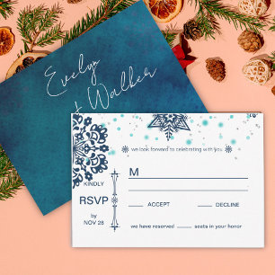 Tarjeta De Confirmación De Asistencia Boda de invierno nocturno