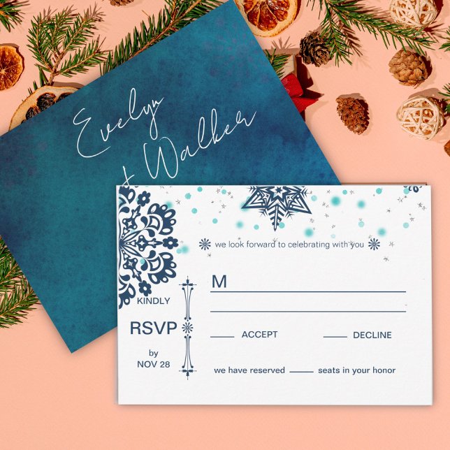 Tarjeta De Confirmación De Asistencia Boda de invierno nocturno (Subido por el creador)